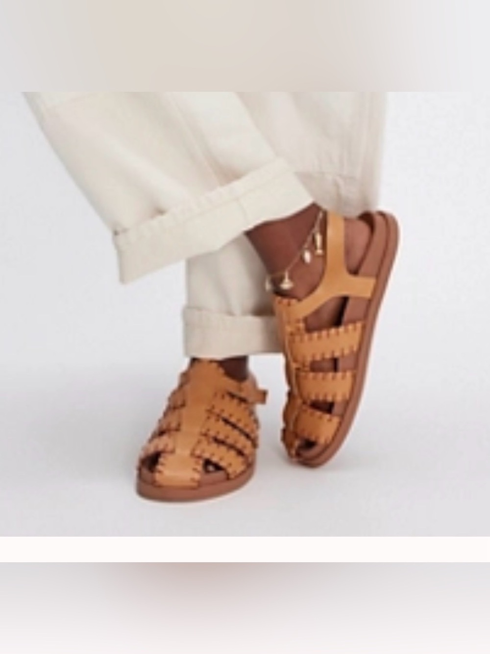 Free People Tan Braided Fisherman Sandals
